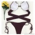 Lookwoild Womens Sexy Solid Cross Bandage Bikini Set Padded Push-up Bathing Suits Two Pieces Swimsuit Burgundy B078X8S5PY